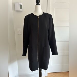 Zip front long blazer